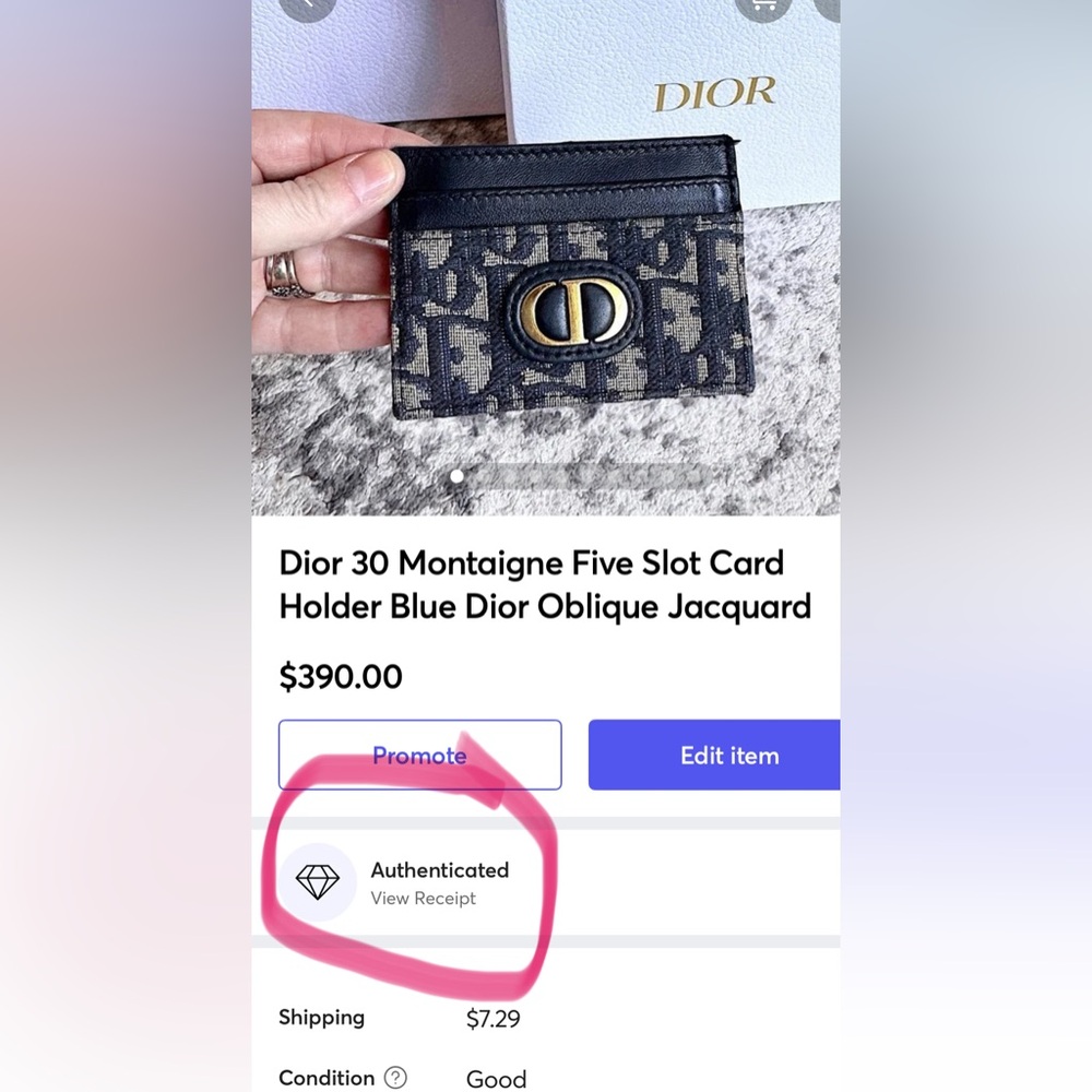 SOLD‼️Dior Oblique Jacquard 30 Montaigne Freesia Card Case Holder Blue Compact - Picture 16 of 16